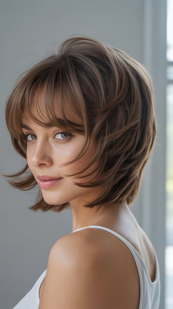  Layered Stacked Inverted Bob with Bangs