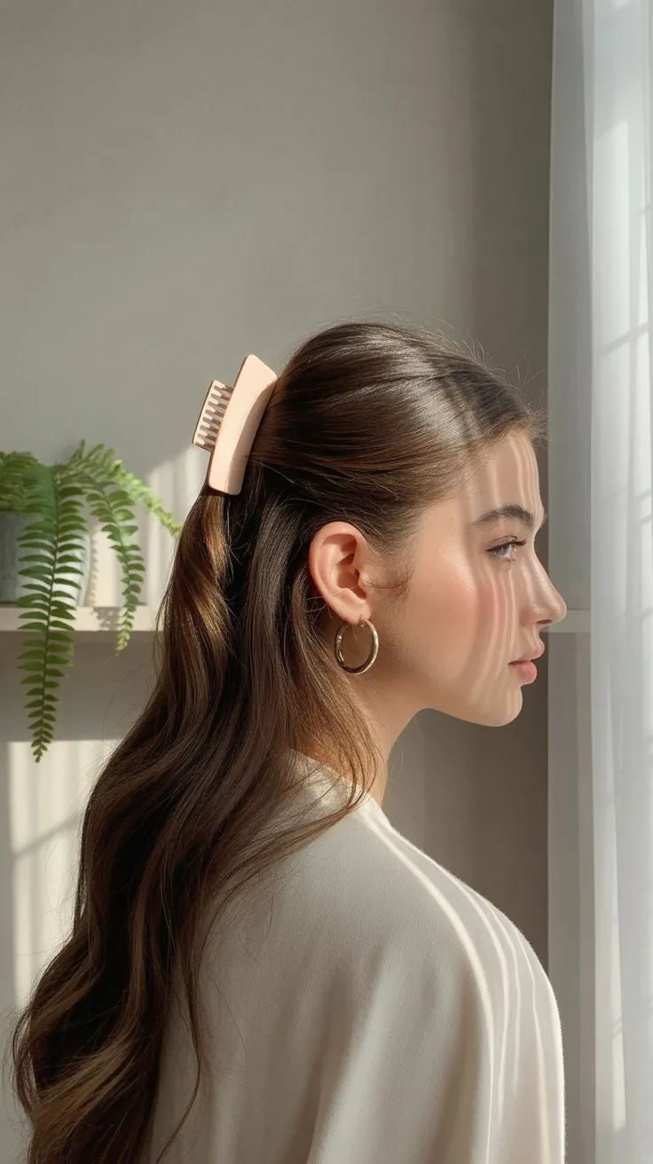 Half-Up Flat Claw Clip Hairstyles to Try This Season