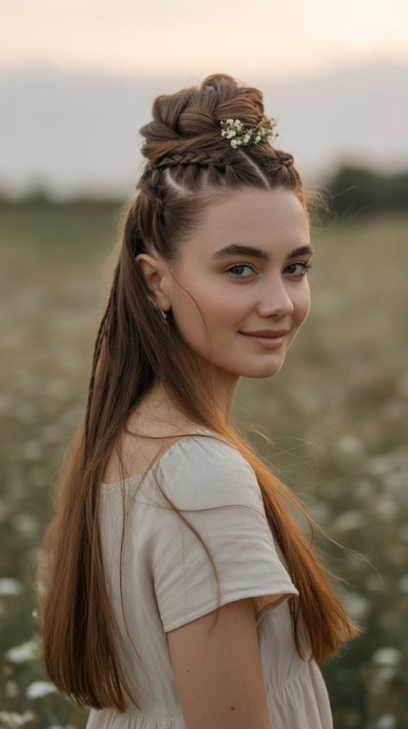  Textured Half-Up Top Knot