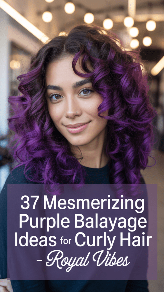 Mesmerizing Purple Balayage Ideas for Curly Hair - Royal Vibes