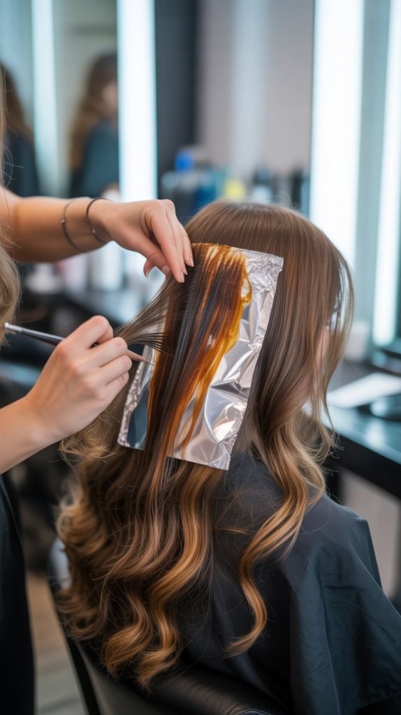 Caramel Foilayage Technique