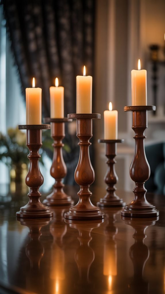  Wooden Candle Holders