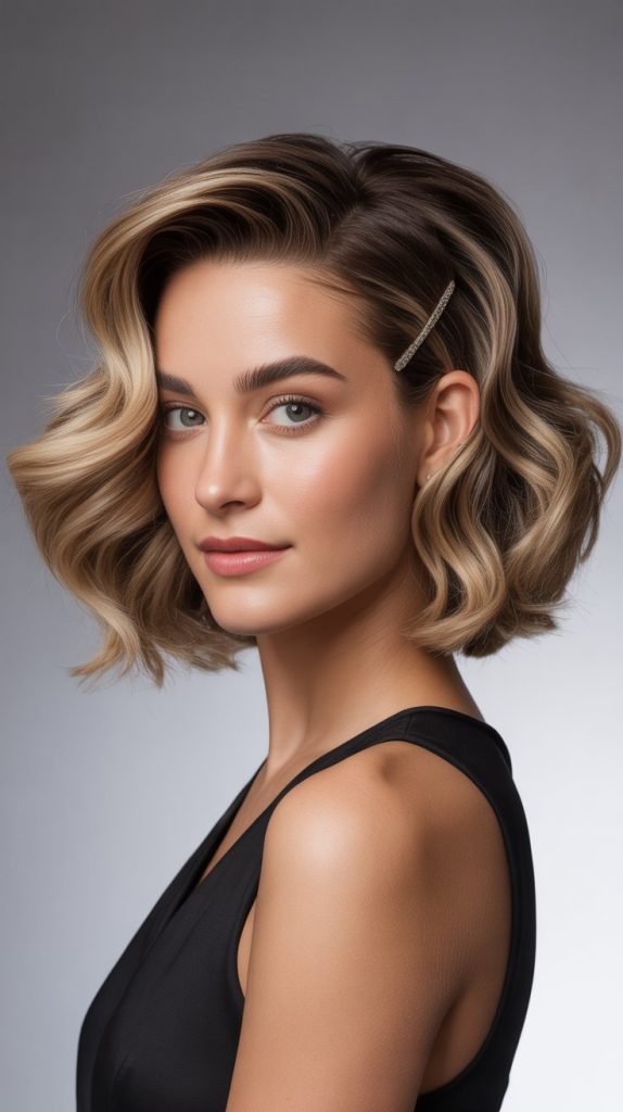 Wavy Bob with Feathered Crown Layers