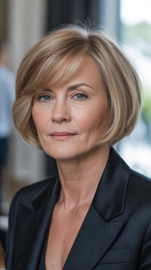 Side-Swept Fringe with Angled Bob