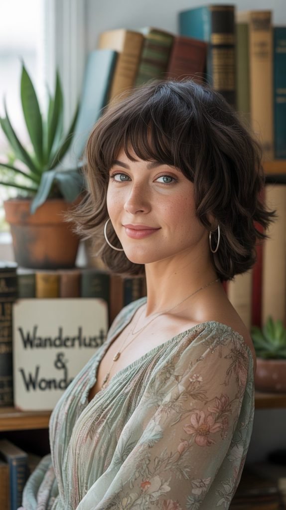 Medium Shag with Face-Framing Layers for Round Faces