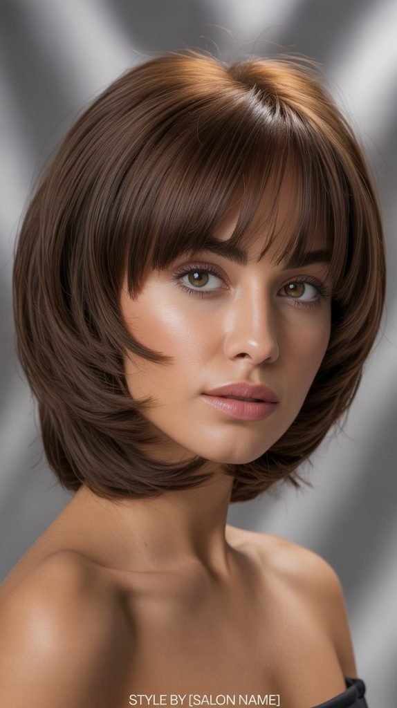  Fine Hair Stacked Inverted Bob with Bangs