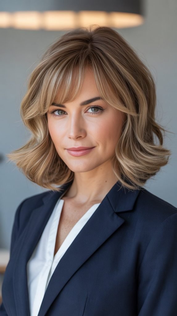 Layered Lob with Face-Framing Bangs