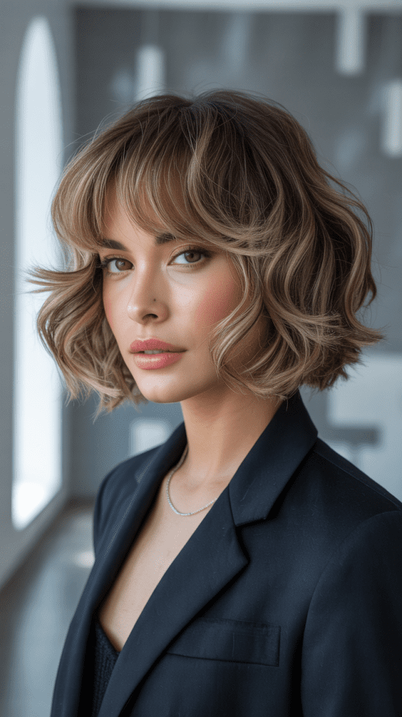Graduated Bob with Layered Curtain Bangs
