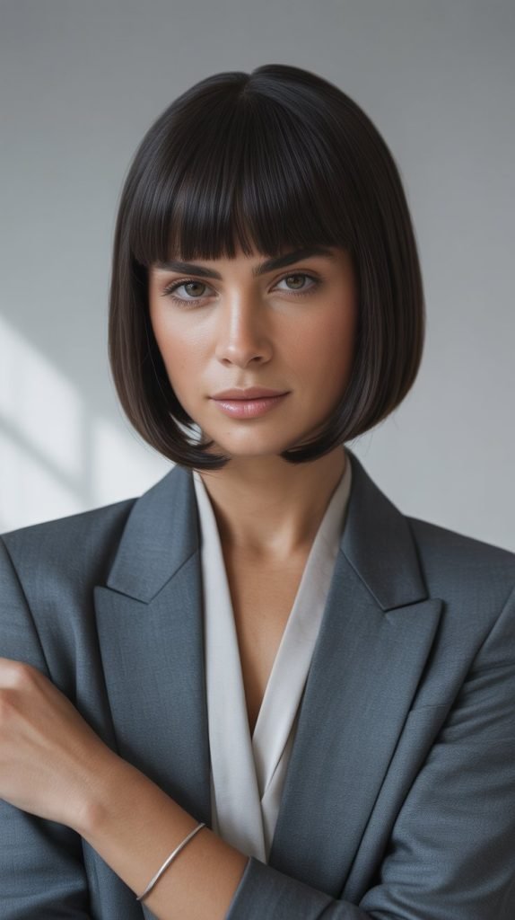 Blunt Bob with Straight-Across Bangs