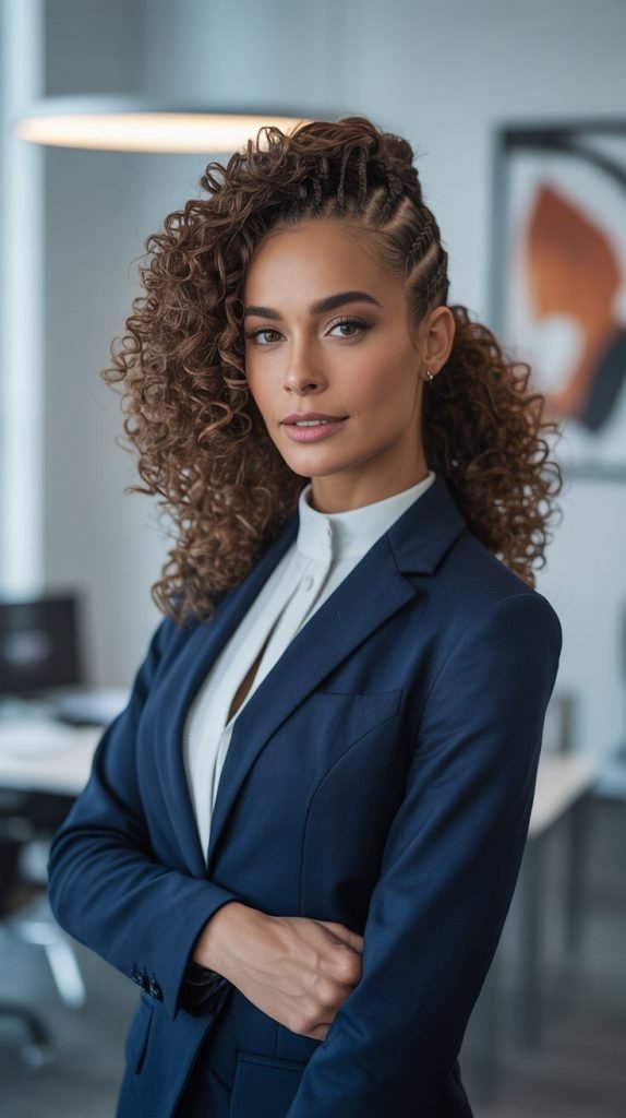 Curly Half-Crown Braid