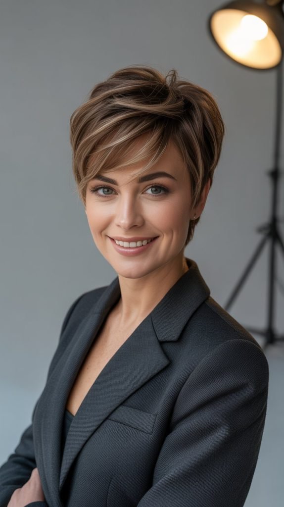 Textured Pixie with Side-Swept Bangs