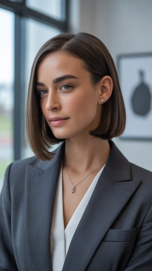 Blunt Lob with Side Part