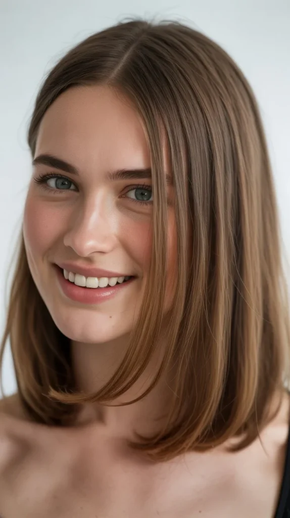 Sleek Shoulder-Length Cut with Side Part
