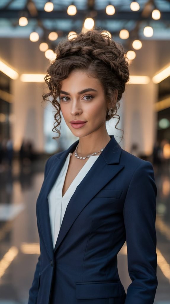 Braided Updo with Curly Texture