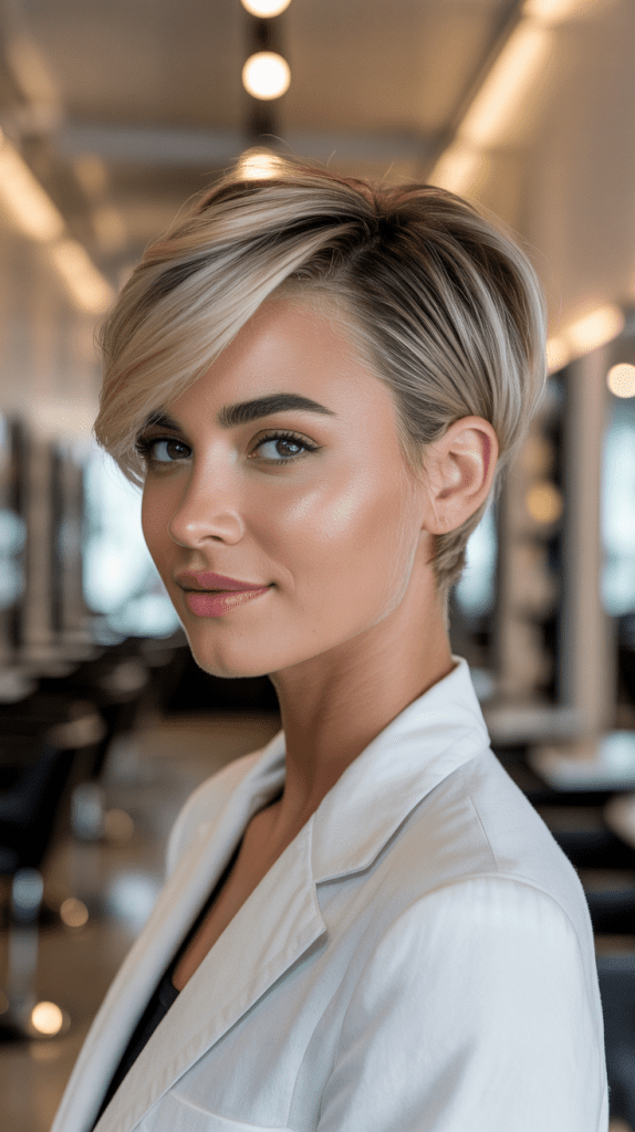  Classic Side-Swept Pixie with Temple Undercut