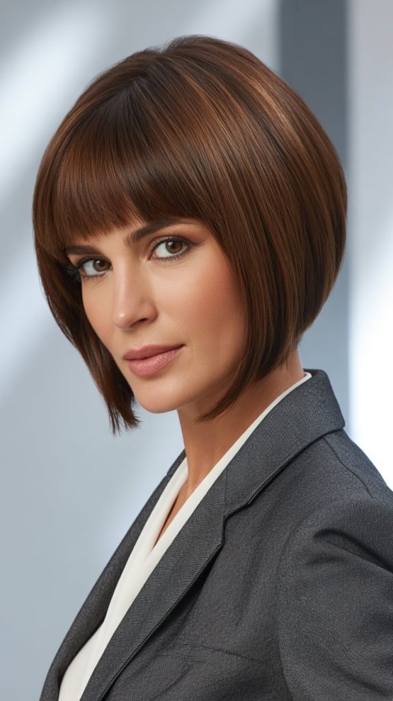  Professional Stacked Inverted Bob with Bangs