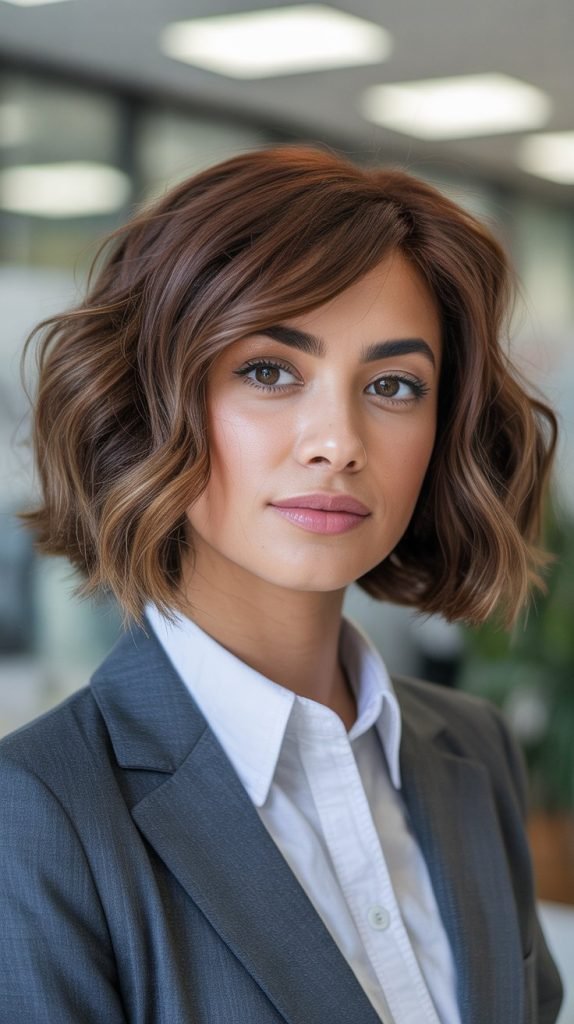 Wavy Bob with Graduated Side Bangs