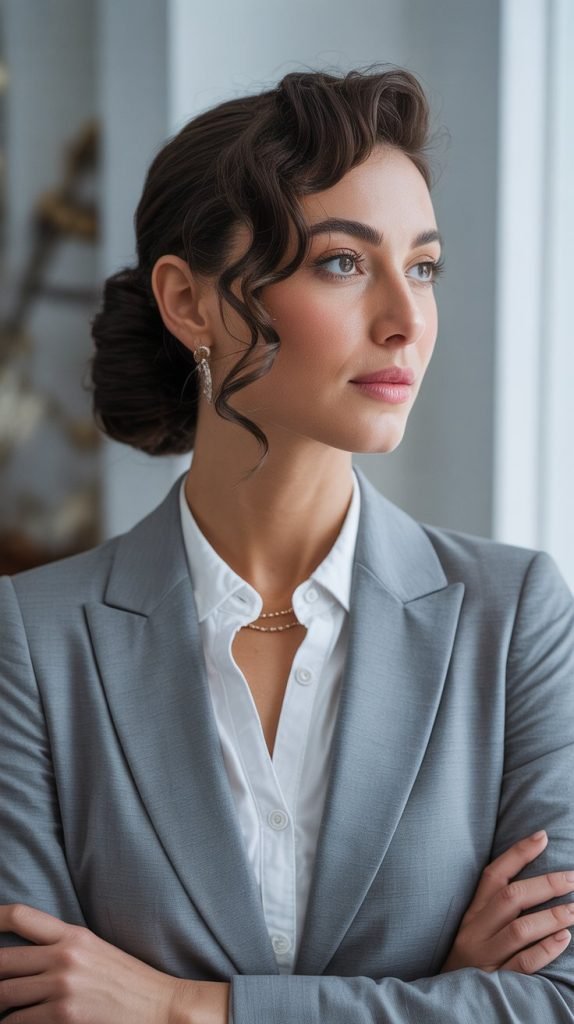 Side-Swept Curly Chignon