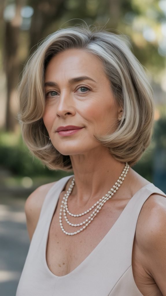  Asymmetrical Bob with Side Part