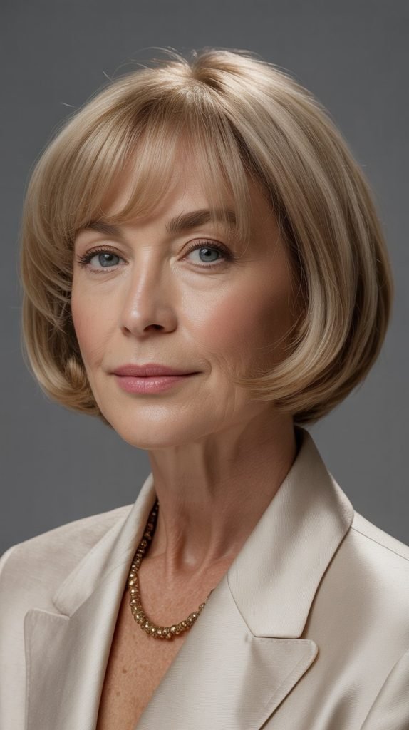 Curved Bangs with Rounded Bob