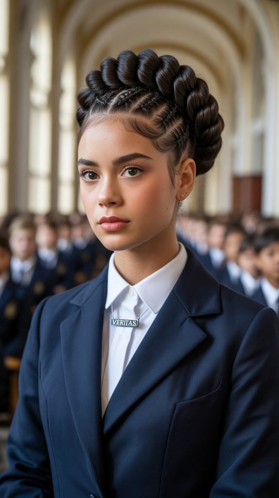 Twisted Crown with Braided Ends