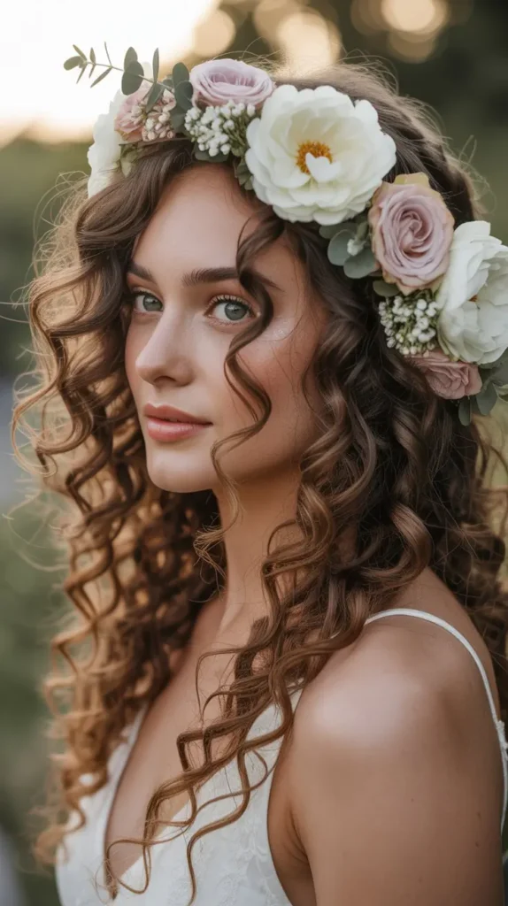  Flower Crown with Natural Curls