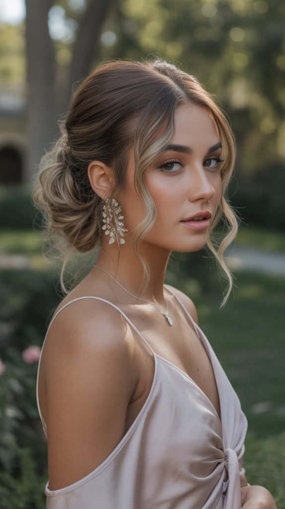 Twisted Side Updo with Loose Pieces
