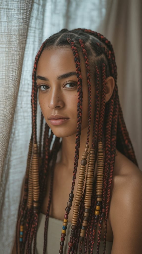  Subtle Side Part with Natural Beading