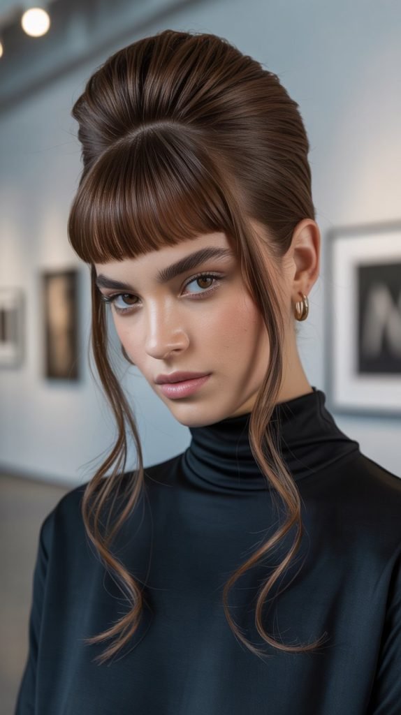 Long Curtain Bangs with Stacked Inverted Bob