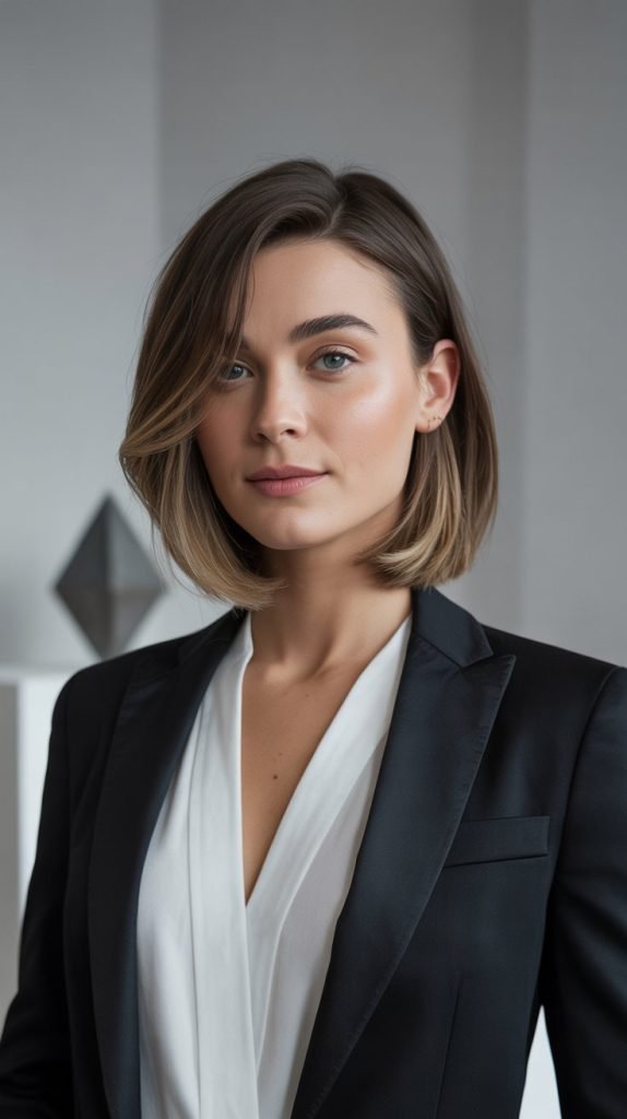 Asymmetrical Medium Lob for Round Faces