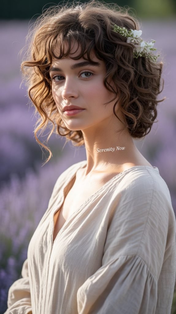 Wispy Side Bangs with Curly-Wavy Texture