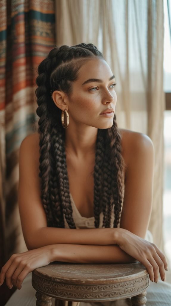 Bohemian Side Part Knotless Braids