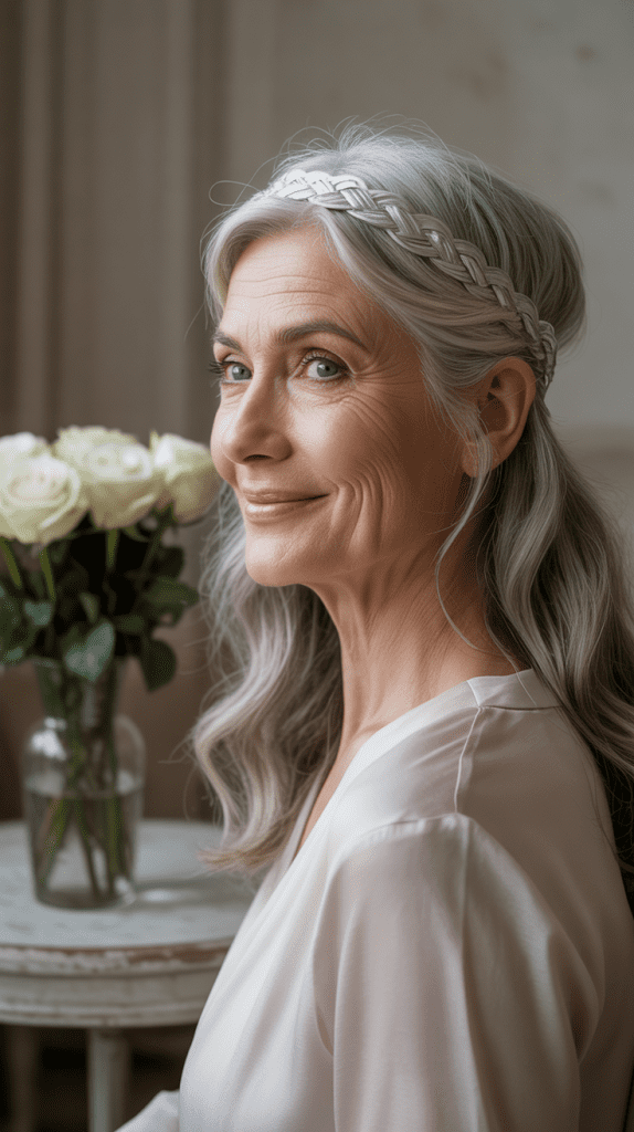 Braided Headband with Flowing Hair