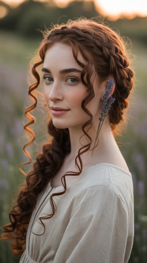 Crown Braid with Curly Cascade