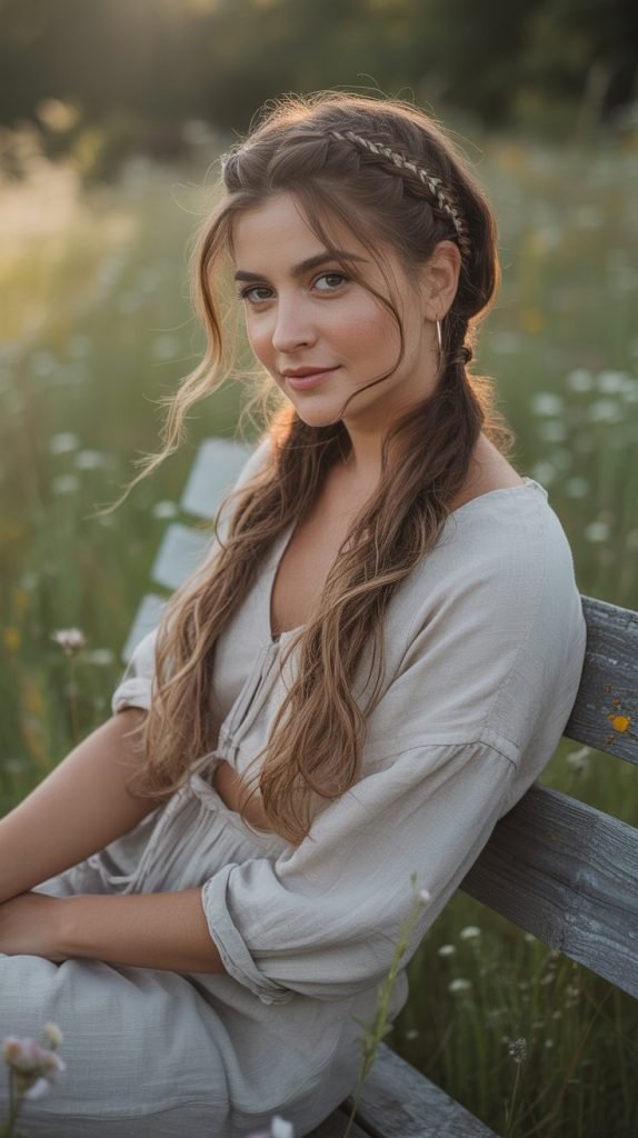 Low Ponytail with Side Braid Accent