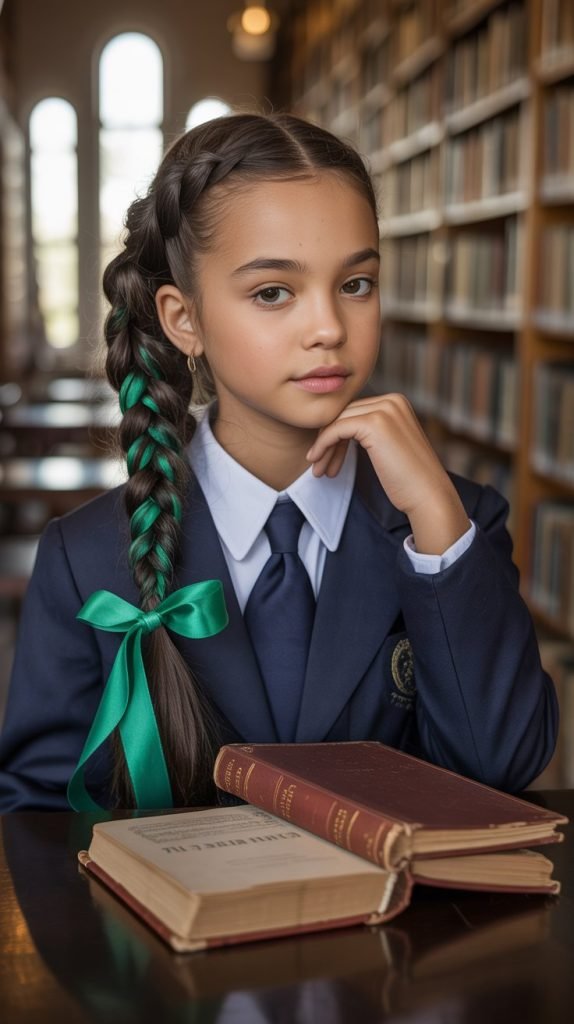 Fishtail Braid with Ribbon Weaving