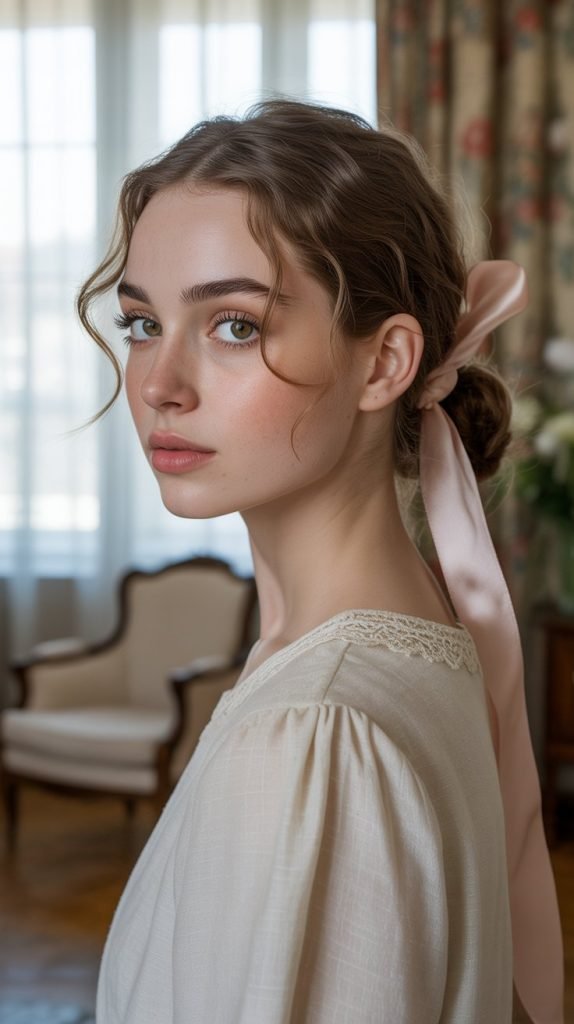  Messy Bun with Ribbon Accent