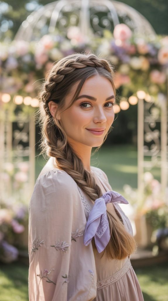 Braided Crown to Ponytail with Bandana