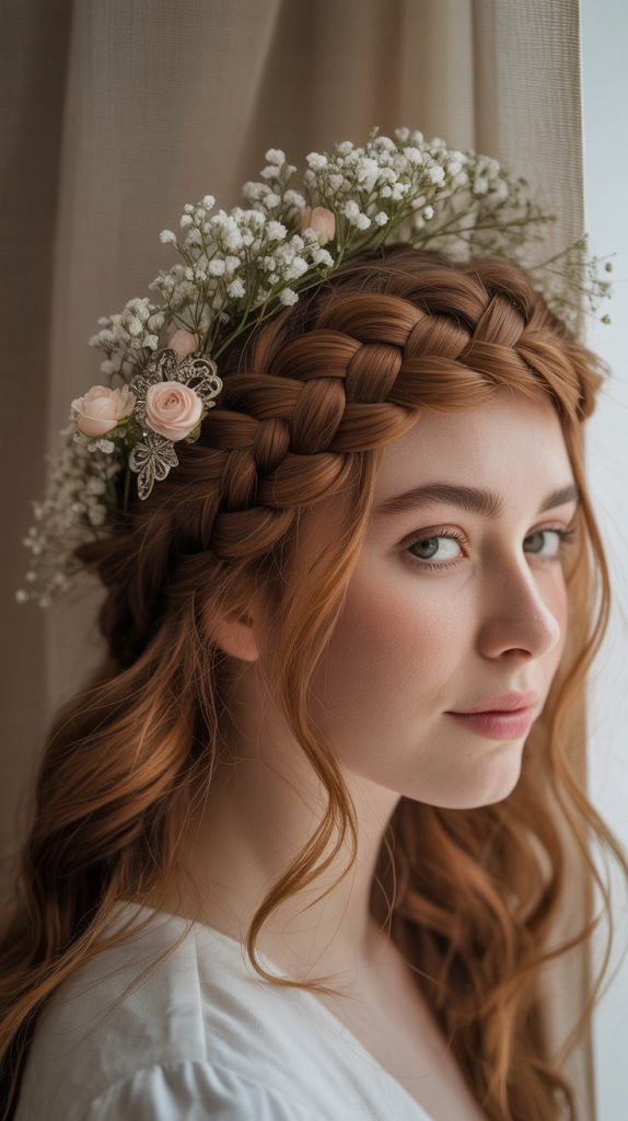  Braided Crown with Flowing Length