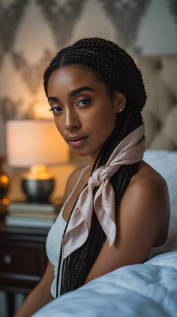 . Protective Night Braid with Silk Bandana Wrap