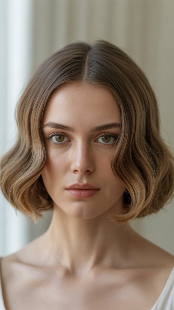 Wavy Bob with Middle Part