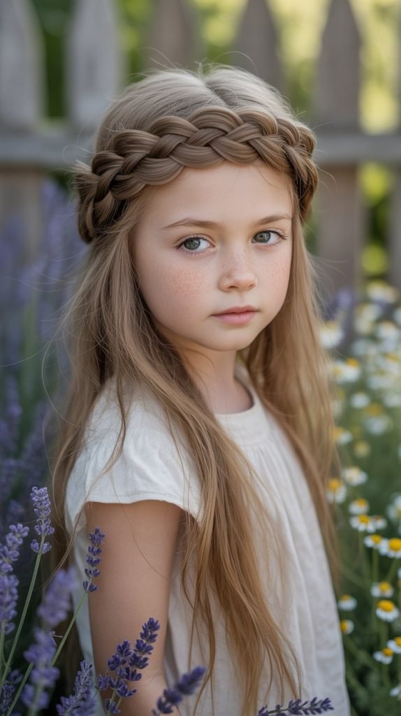 Dutch Braid Crown with Loose Ends