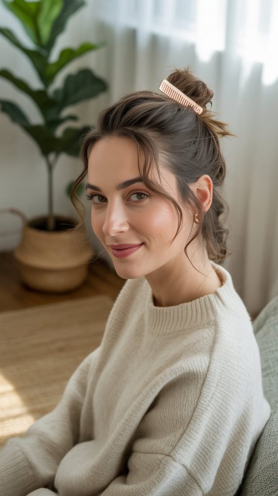  Textured Half-Up Bun