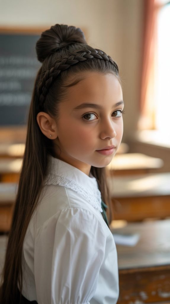 Braided Headband with High Bun