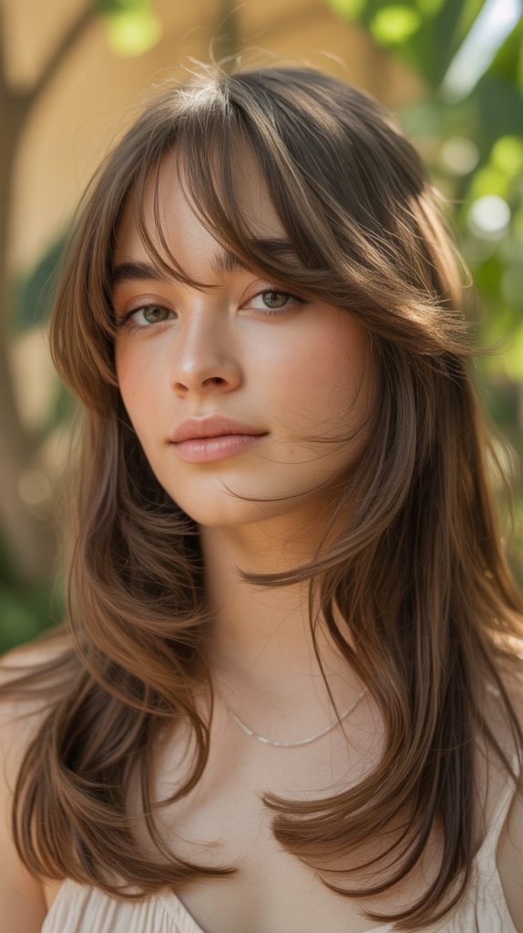 Long Layers with Curtain Bangs