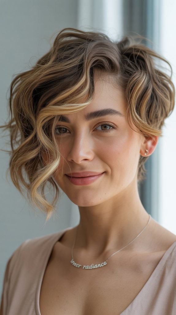  Caramel Blonde Wavy Pixie