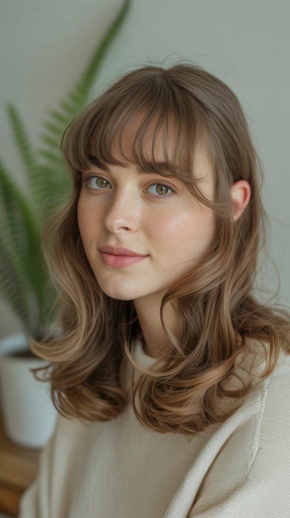 Face-Framing Layers with Curtain Bangs