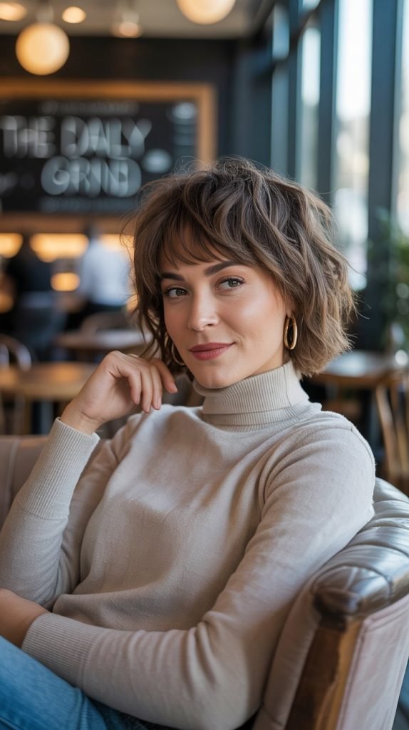 Tousled Lob with Piecey Bangs