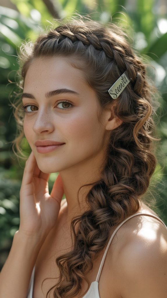  Half-Crown Braid with Curl Volume