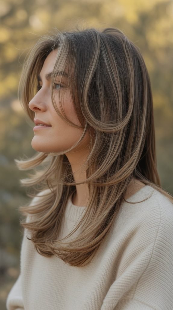  Long Layers with Face-Framing